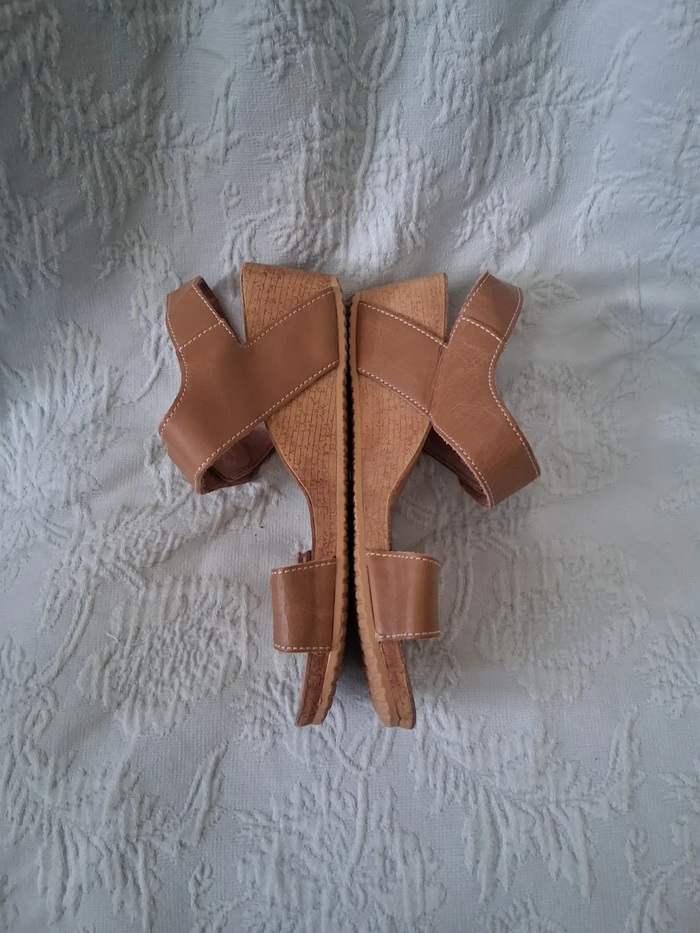 Clarks Brown Leather Adjustable Wedge Sandals